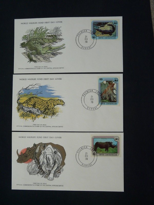 WWF animals fauna set of 3 FDC Centrafrique 1978 (-50% for 10 sets or more)