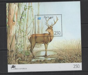 Portugal #1838  (1991 European Tourism - Deer sheet) VFMNH CV $5.00