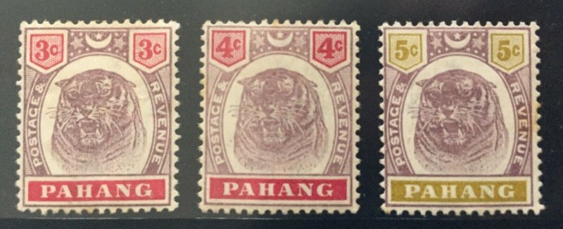 MALAYA PAHANG 1895-99 Tiger 3V SET Mint M3240 