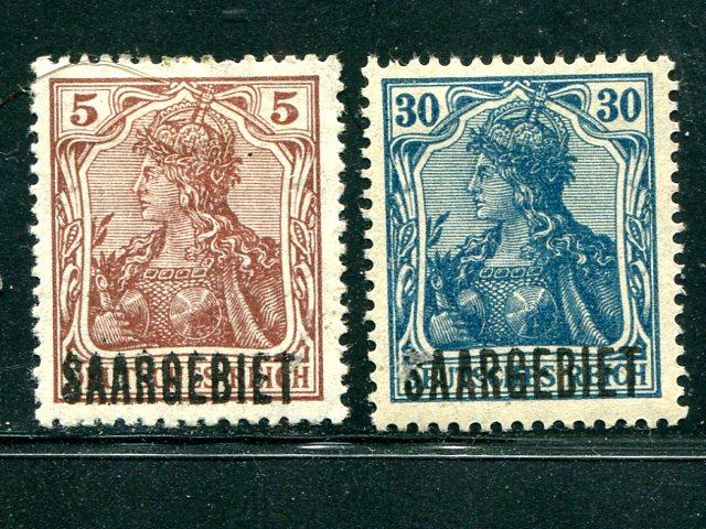 Saar var.  with back overprint and half S on 30pf  - Lakeshore Philatelics