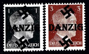 GERMANY 506-507 DANZIG OVERPRINT OG NH U/M F/VF TO VF BEAUTIFUL GUM