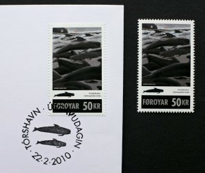 Faroe Island Denmark 2010 Scott 524 Pilot Whale MNH stamp + FDC 