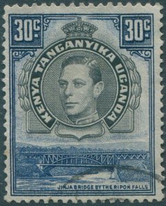 Kenya Uganda and Tanganyika 1938 SG141 30c black and blue KGVI bridge #2 FU (amd