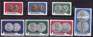 Aitutaki-Sc#66-72- id7-unusd NH set -Coins-1973-