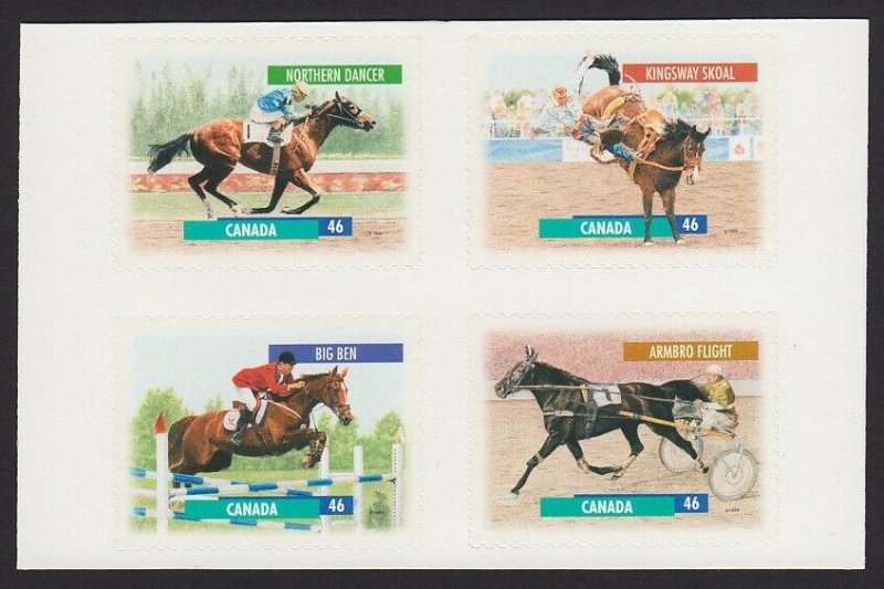 CANADIAN HORSES = Block of 4 cut from Booklet = Full set = Canada 1999 1798a MNH