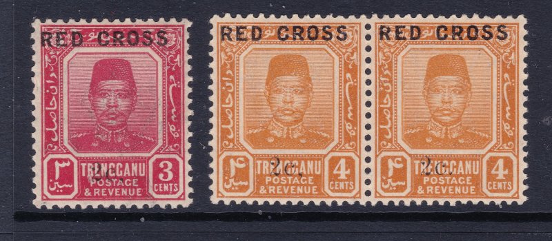 Trengganu the 2c on 3c & 4c  Red Cross see description