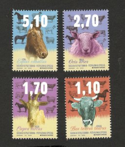 BOSNIA-SERBIA-MNH** SET-DEFINITIVE-FAUNA-COW, HORSE, SHEEP, NANNY-GOAT-2015.