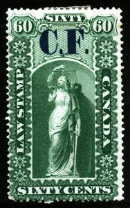Canada #Ol7 Ontario Law Stamp 60c Revenue Mint Lightly Hinged