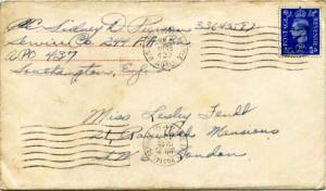 United States A.P.O.'s Great Britain 2 1/2d KGVI 1945 U.S. Army Postal Servic...