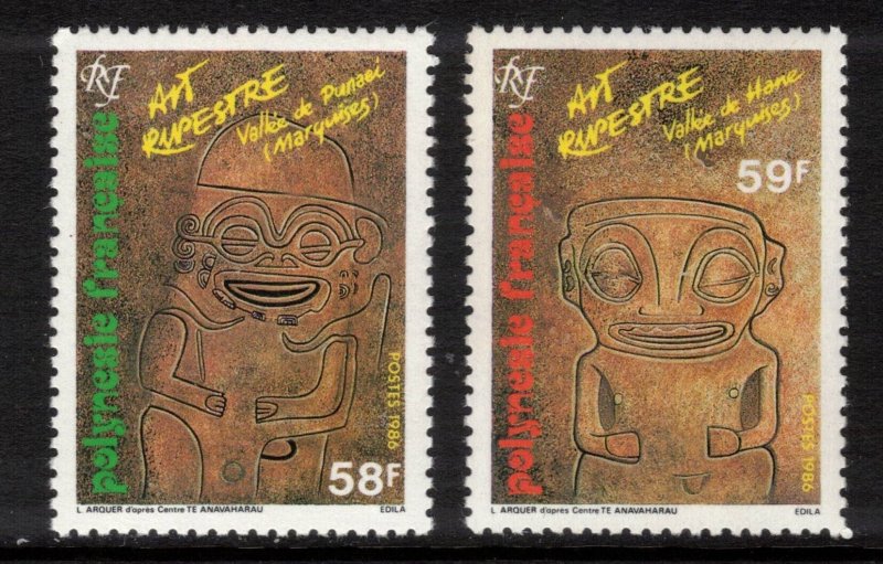 FRENCH POLYNESIA 1986 Tiki Rock Carvings; Scott 436-37, Yvert 259-60; MNH