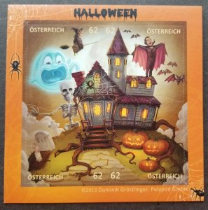 Austria Cartoon Animation Halloween 2013 Spider Ghost (ms) MNH *puzzle *unusual