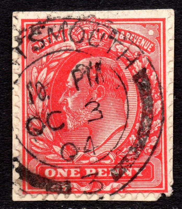 1902 Sg 219 1d with Red Dot to right of Value Tablet Portsmouth Cancellation