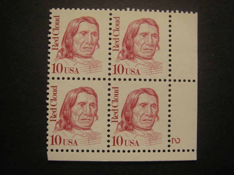 Scott 2175c, 10c Red Cloud, PB4 #2 LR, MNH Great Americans Beauty