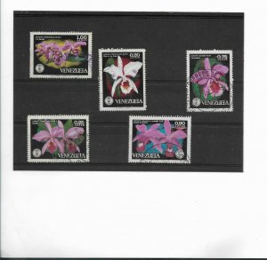 VENEZUELA 1971 VENEZUELAN ORCHIDS FLOWERS COMPLETE SET USED MI 1879/83 PA1016/20