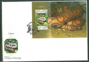 SAO TOME  2014 COBRA SNAKES  SHEET FIRST DAY COVER