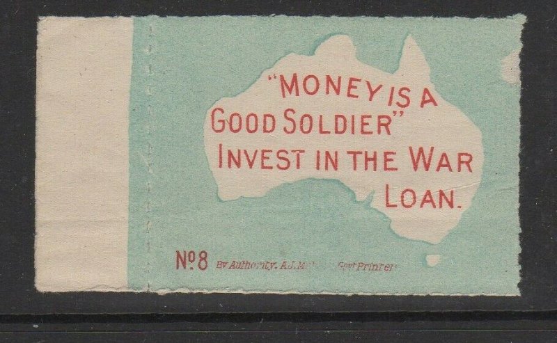 Australia War Loan Money is Good Soldier Promotion Poster Stamp MNH OG