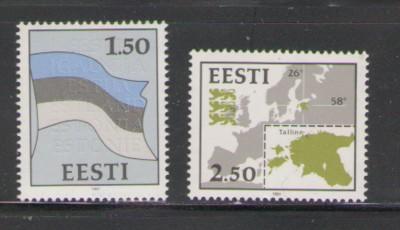 Estonia Sc 209-10 1991 Map & Flag stamp set mint NH