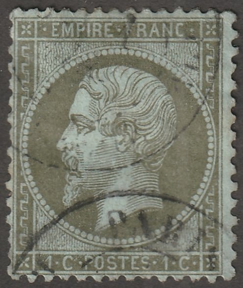 France, stamp, Scott#22, used, hinged,  #QF-22