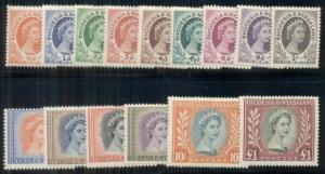 RHODESIA & NYASALAND #141-55 Complete set except #143B, og, VLH, Scott $113.00