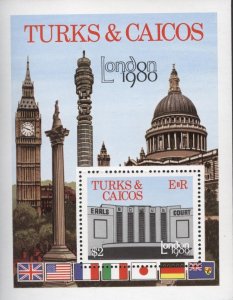 Turks & Caicos 433 (mnh s/s) $2 London Stamp Exposition (1980)