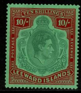 LEEWARD ISLANDS SG113 1938 10/= BLUISH-GREEN & DEEP RED/GREEN MTD MINT