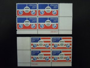 1976 C89 & C90 25c & 31c Planes & Globes Plate Blocks  MNH  OG