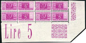 Postal parcels Lire 5 double perforated varieties