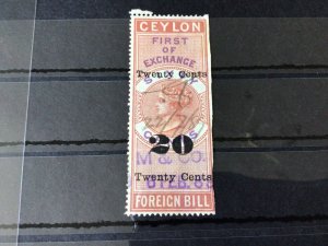 Ceylon Queen Victoria Foreign Bill Overprint Stamp Ref 56475