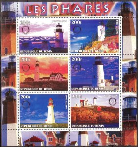 Benin 2003 Lighthouses Rotary Sheet of 6 MNH Private