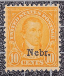 Scott 679 - 10 Cents Monroe - MNH - Nebraska Overprint - SCV - $180.00