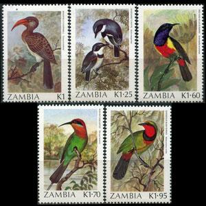 ZAMBIA 1987 - Scott# 381-5 Birds 1-1.95k NH