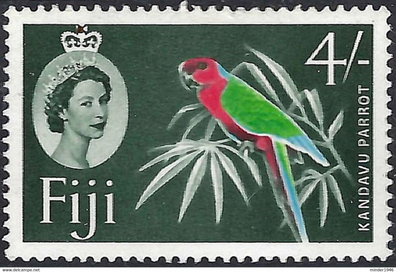 FIJI 1959 QEII 4/- Red, Green, Blue & Slate-Green SG308 MH