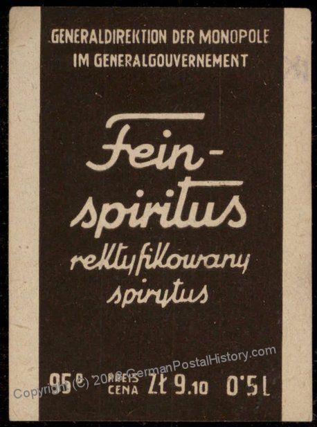 Germany WWII Occupied GGov Poland Liquor Revenue Label Used Krakau 76794