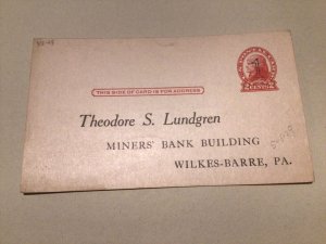 U. S. Theodore S. Lundren Miners Bank Building 1920 postal card 67811