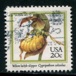 2077 US 20c Orchids - Yellow Lady's Slipper, used