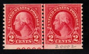 #599 Two cent Washington line pair EFO MINT-OG/NH⭐⭐⭐⭐⭐