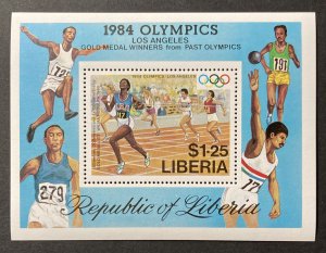 Liberia 1984 #1004 S/S, Olympics, Wholesale lot of 5, MNH,CV $21.25