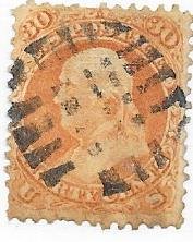 US #100  30c Ben Franklin  orange (U) CV $900.00