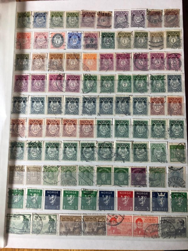 Red Stock Book Full Of Very Old Turkey & Norway Stamps  VERY CLEAN VERY NICE