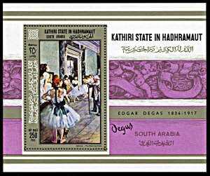 Kathiri State Michel Block 19A, MNH, Degas Ballet Painting souvenir sheet