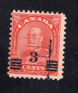 Canada 1932 3c on 2c deep red surcharge, Scott 191 used, value = 25c