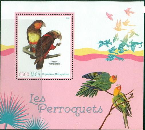 Parrots Perroquets Papagei Birds Madagascar MNH stamps set 2 sheets