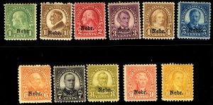 MALACK 669 - 679 F/VF OG Hr, complete set of Nebrask..MORE.. b1592