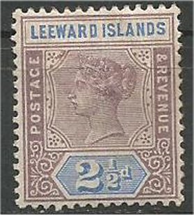 LEEWARD ISLANDS, 1890, MH 2 1/2p, Queen Victoria, Scott 3