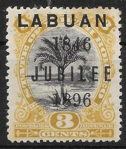 LABUAN SG85 1896 JUBILEE 3c BLACK & OCHRE MTD MINT