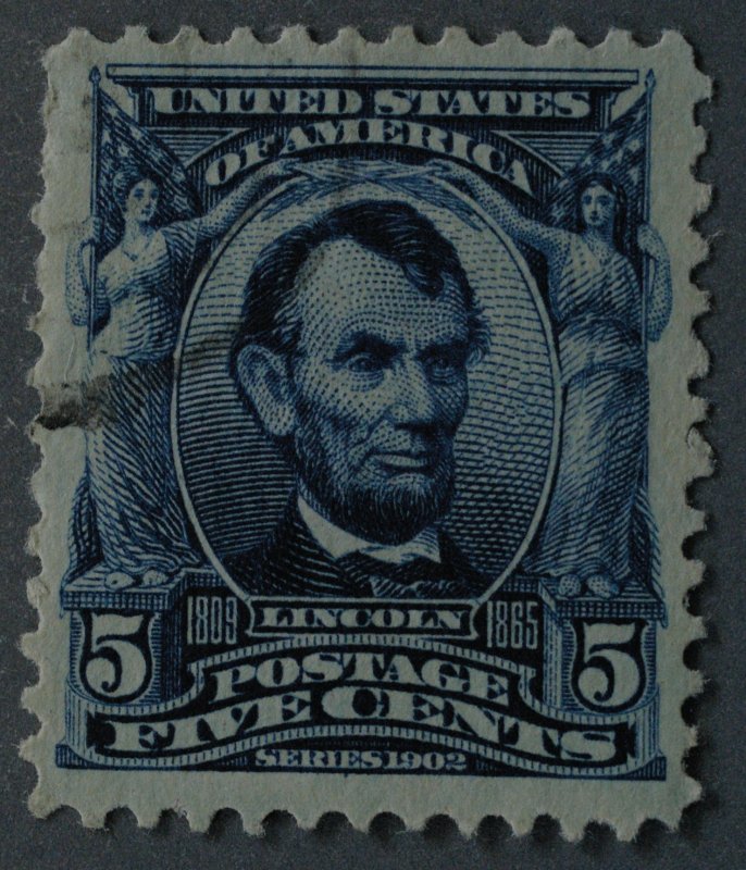 United States #304 5 Cent Lincoln Very Light Cancel Extra Fine