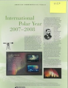 USPS COMMEMORATIVE PANEL #785 INTERNATIONAL POLAR YEAR 2007-2008 #4123