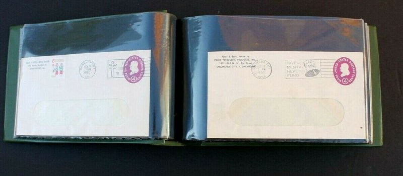 US Stamp Collection 60 Vintage Slogan Cancel Covers in Excellent Album