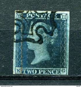 Great Britain 1841 Used Imperf Repaired (Attached left side) 2p 4 margins MC bla