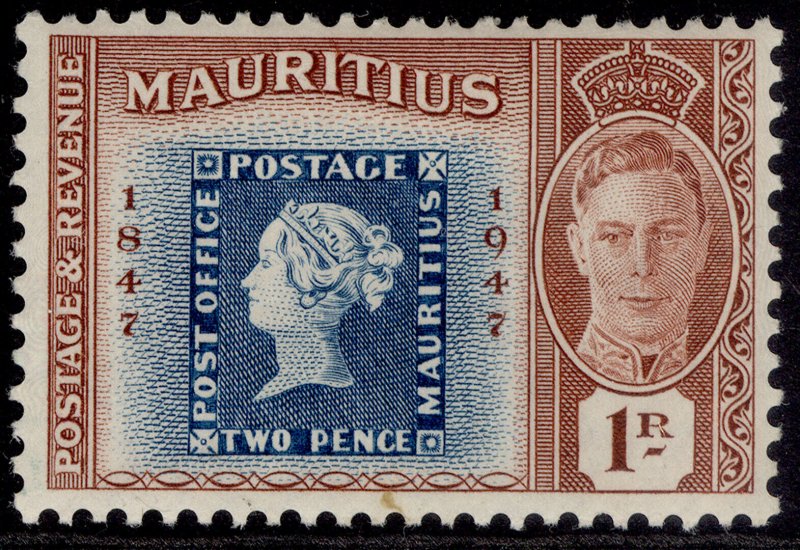 MAURITIUS GVI SG269, 1r blue & red-brown, M MINT. 